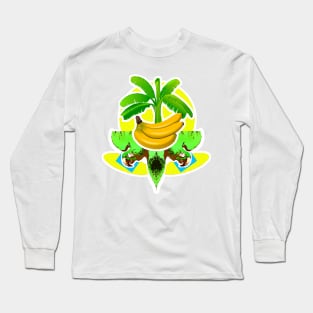 Banana Tree with Bananas and Tropical Parrot Long Sleeve T-Shirt